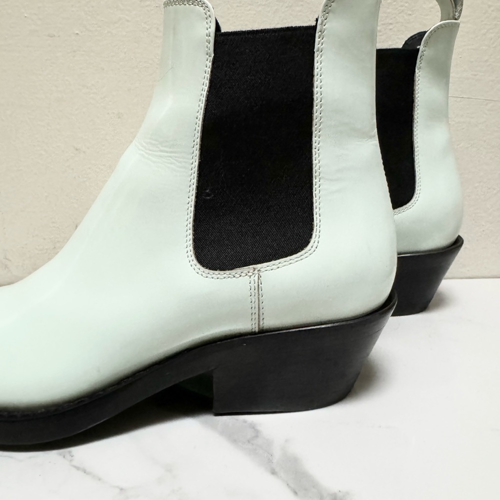 CALVIN KLEIN 205W39NYC Claire Glossy Leather Chelsea Boots In Green - Picture 11 of 16